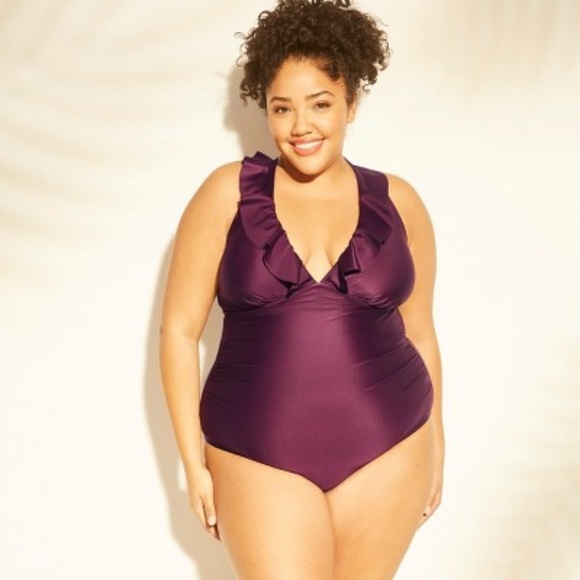 kona sol Other - Kona Sol Ruffle One Piece Swimsuit in Burgundy